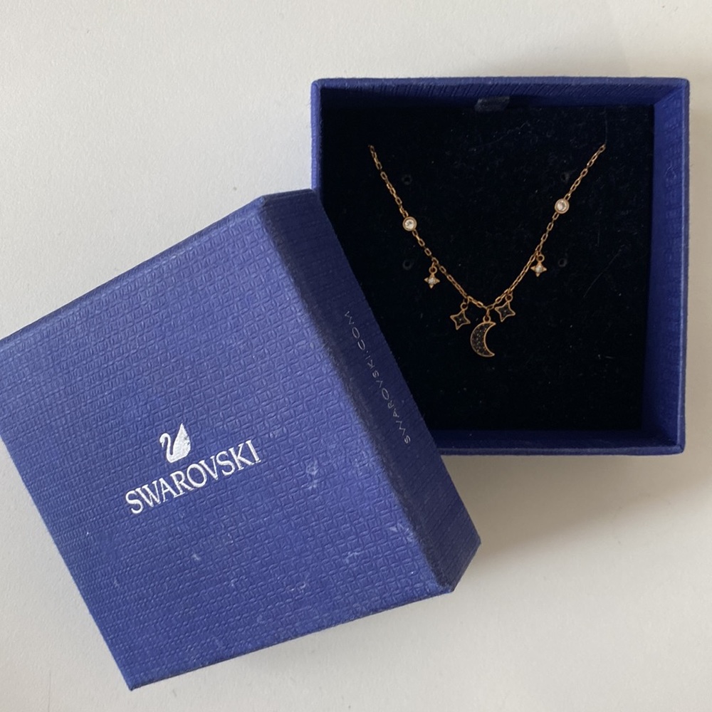 Swarovski Moon jet/Cry/rose Necklace